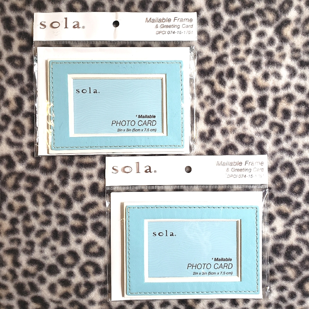 Vintage Sola Mailable Picture Frame and Greeting Card, Set of 2, NIP, Light Blue